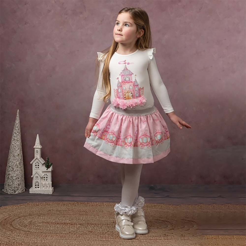 CARAMELO KIDS - Castle Skirt Set - Pink
