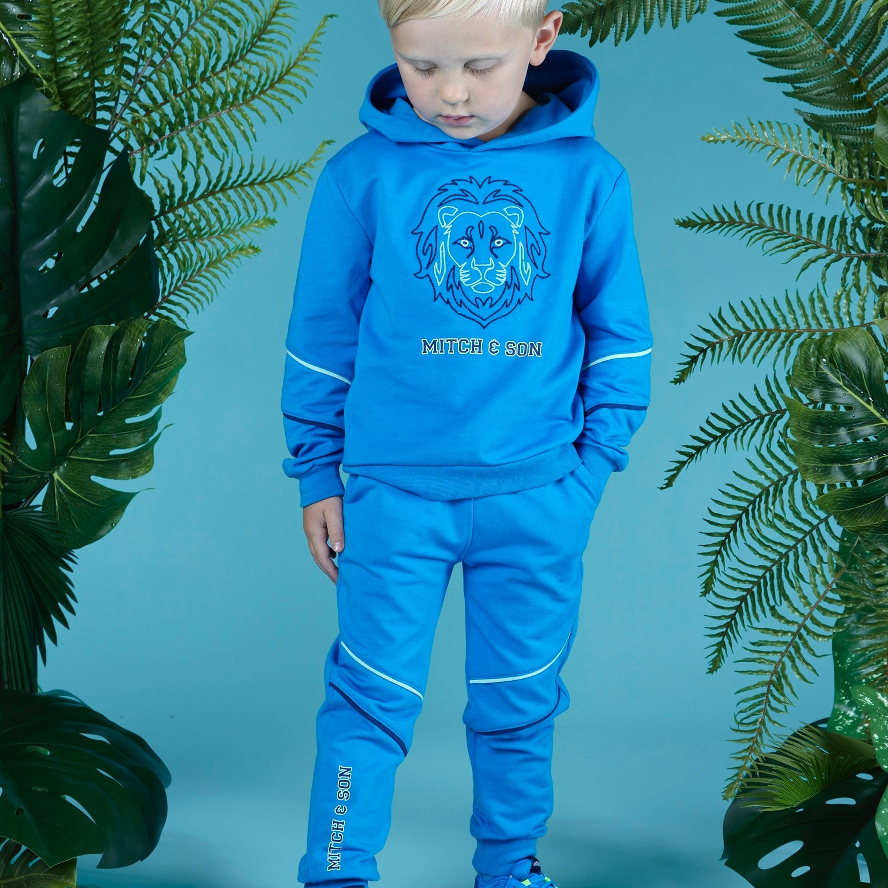 MITCH & SON - Kobe King Of The Jungle Hooded Lion Tracksuit - Bright Blue