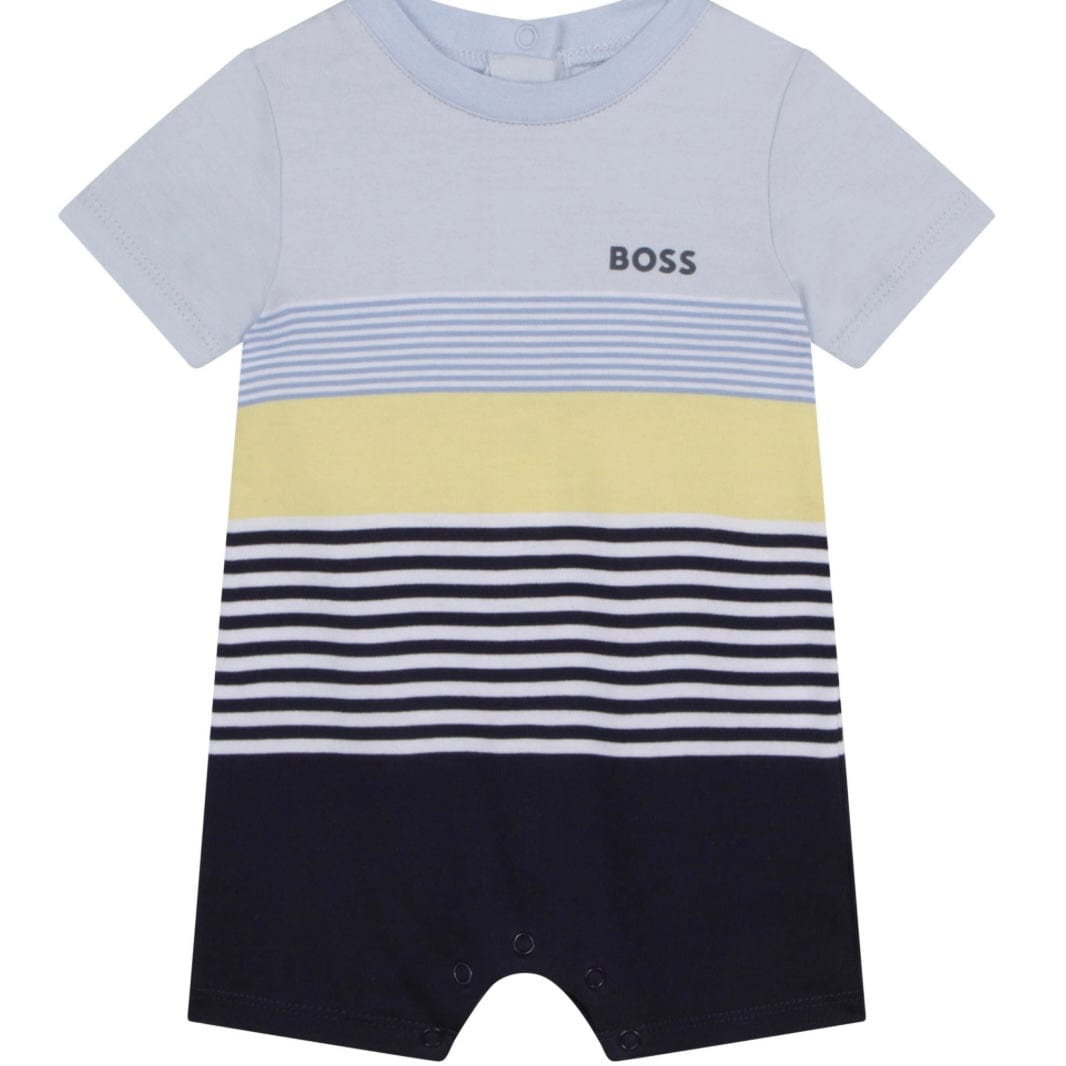 HUGO BOSS Stripe Romper Hat Set Blue - Main Image