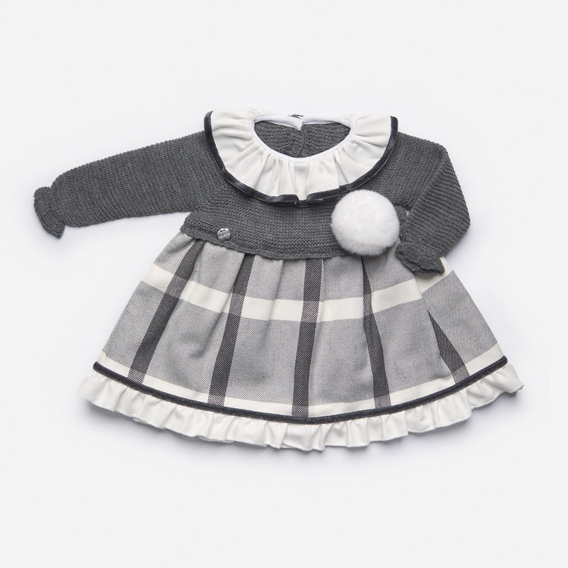 Juliana - Pom Pom Knit Dress - Grey