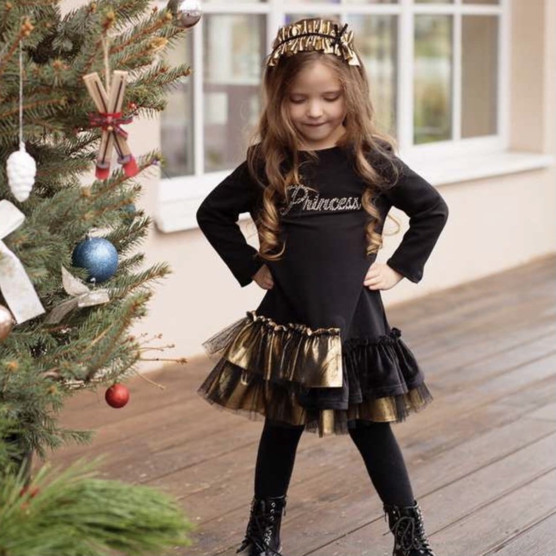 Daga - Princess Jersey Frill Dress - Black