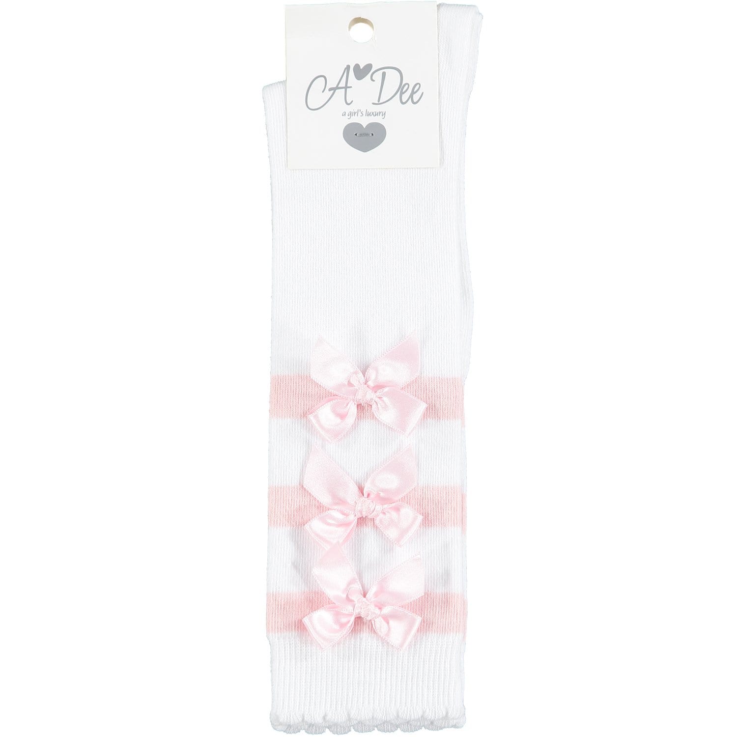 A DEE - Fran Bow Knee High Sock - White