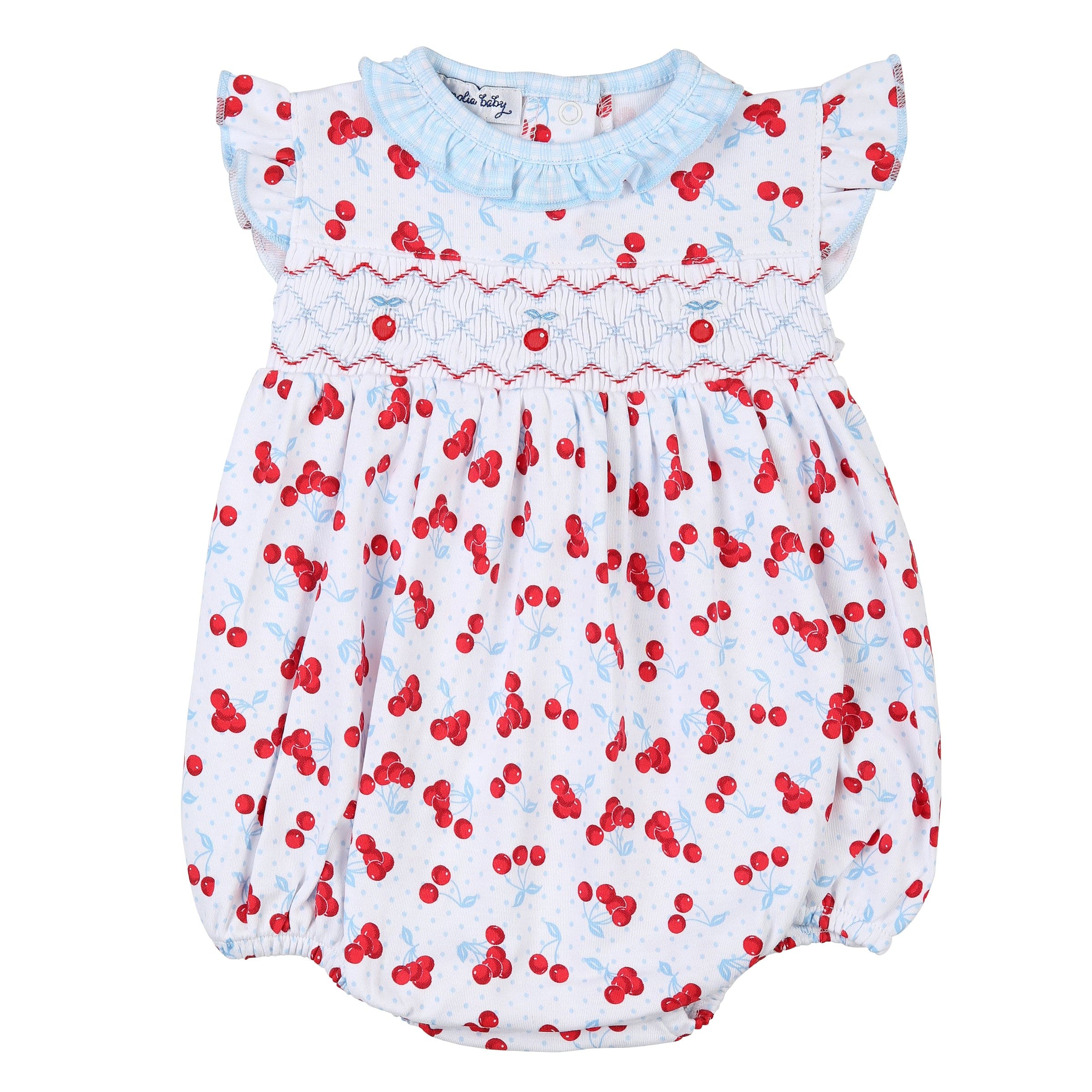 MAGNOLIA BABY - Sweet Cherries Smocked  Bubble - Red