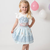 CARAMELO KIDS - Diamanté Flower Box Skirt Set - Blue