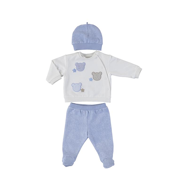 MAYORAL - Bear Velour Set With Hat - Blue