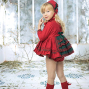 LA AMAPOLA - Tirol Baby Dress & Bonnet - Red