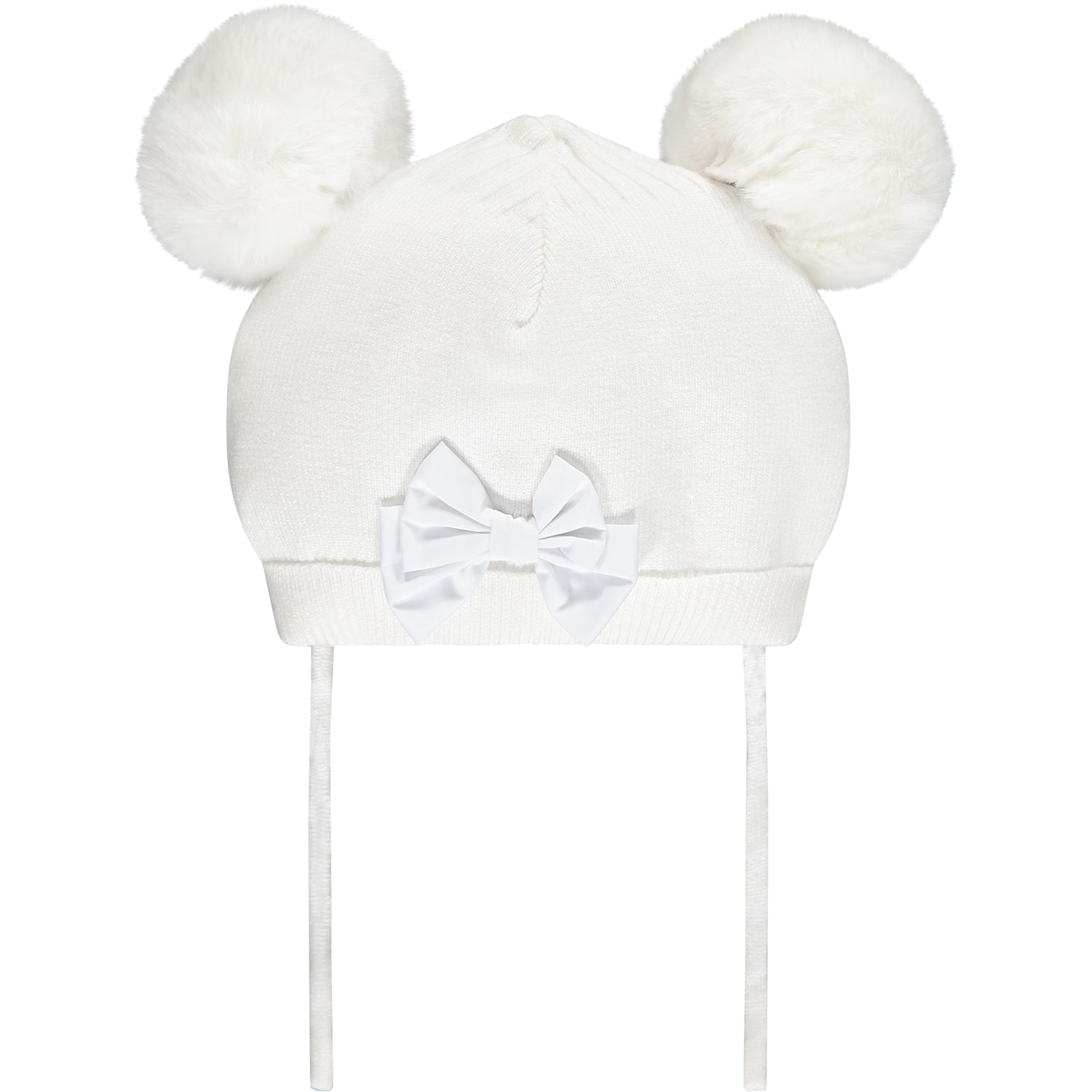 LITTLE A - Elisha Double Pom Pom Hat - White