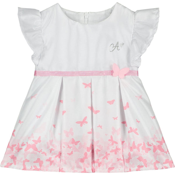 LITTLE A - Danica Butterfly Print Dress - White