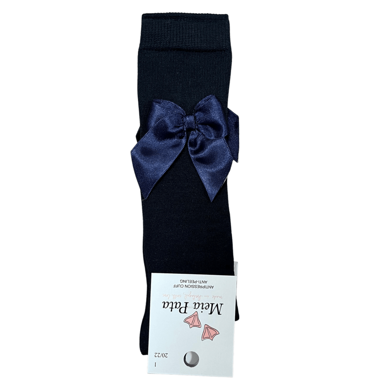 MEIA PATA - Over Knee Bow Sock - Navy