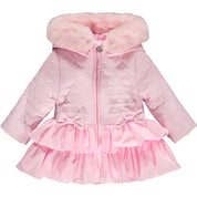 LITTLE A - Heart Embroidery Faux Trim Jacket - Pink