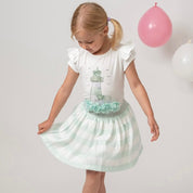 CARAMELO KIDS - Diamanté Light House Striped Skirt Set - Mint