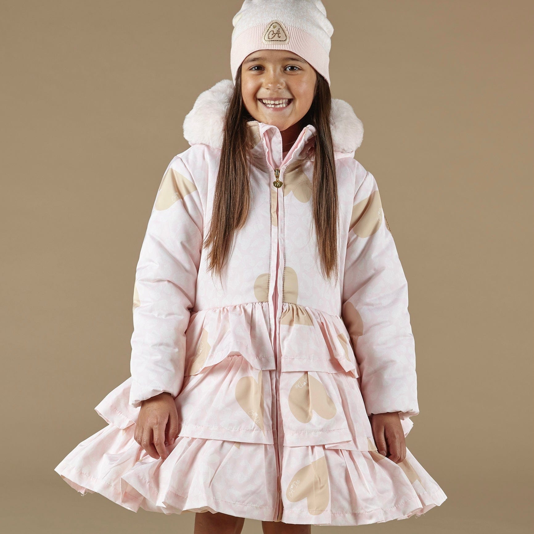 A DEE - Penelope Faux Fur Hooded Jacket - Pale Pink