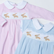 MAGNOLIA BABY - Springtime Bunny Smocked  Babygrow - Pink