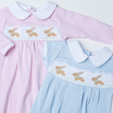MAGNOLIA BABY - Springtime Bunny Smocked  Babygrow - Pink