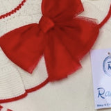 RAHIGO - Pinafore & Blouse With Red Tulle Bow - Cream