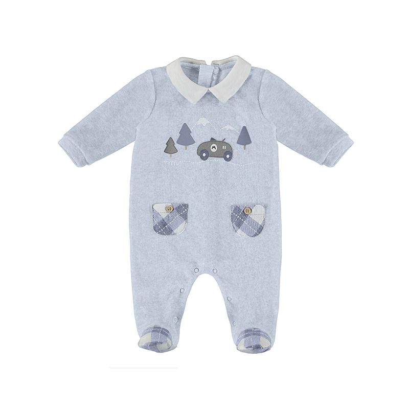 MAYORAL - Car Velour Romper - Blue