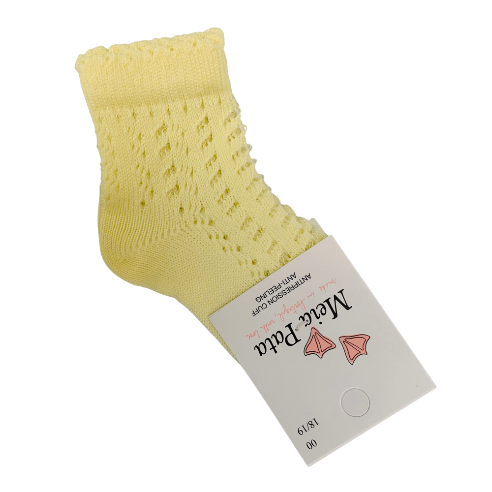 MEIA PATA - Open Knit Ankle Sock - Lemon