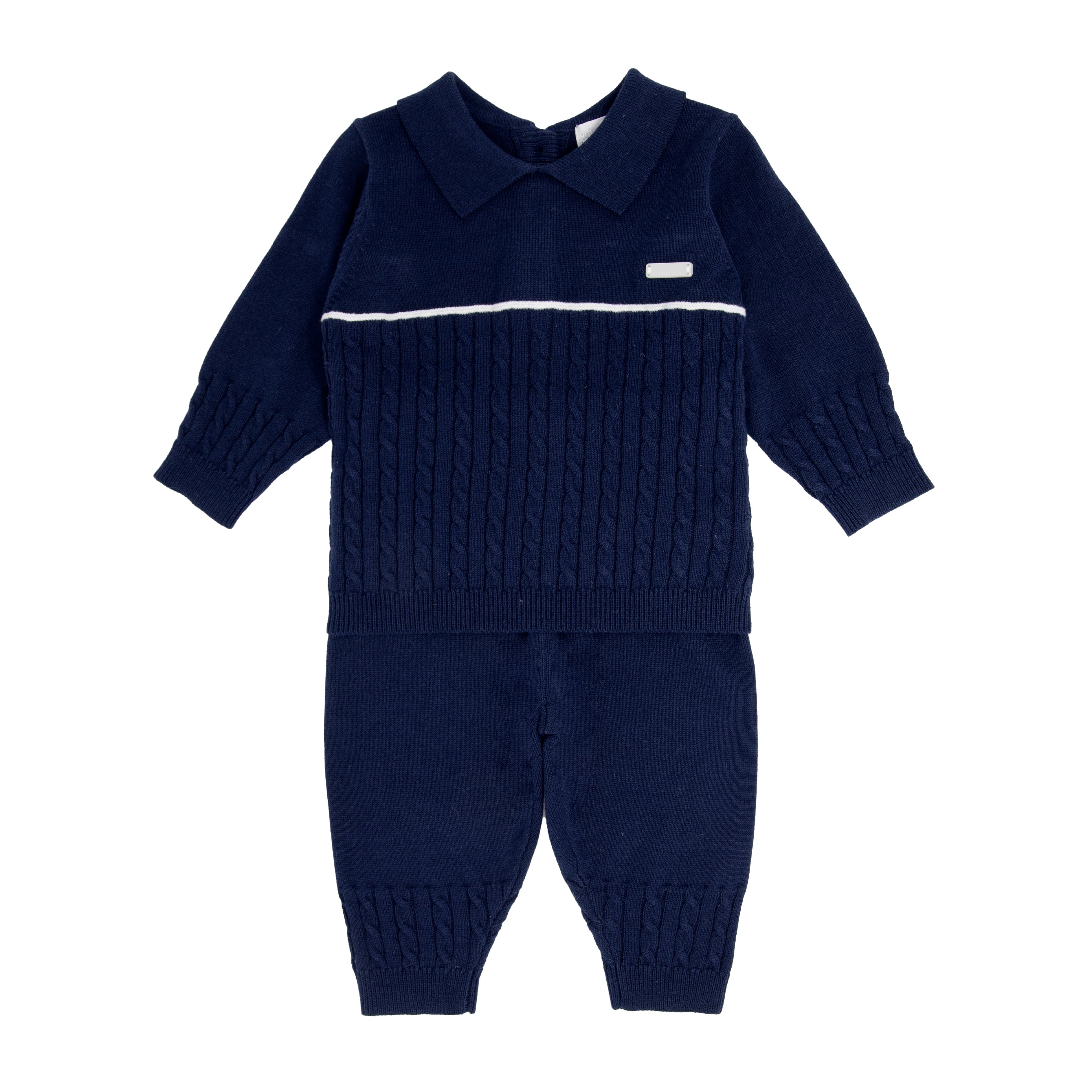 BLUES BABY -  Knit Cable & Rib Two Piece - Navy