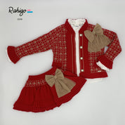 Rahigo - Five Piece Skirt Set With Camel Trim -  Baby Pink