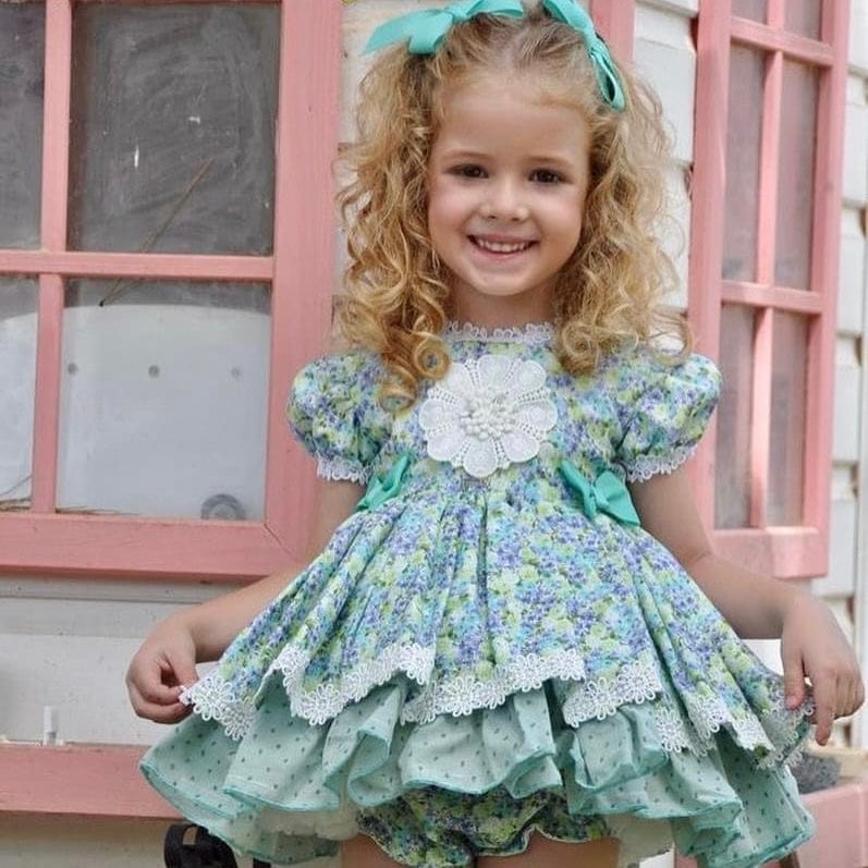 LA AMAPOLA - Bows Baby Dress  - Blue