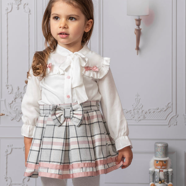 CARAMELO KIDS - Check Skirt Set With Hairband - Pink