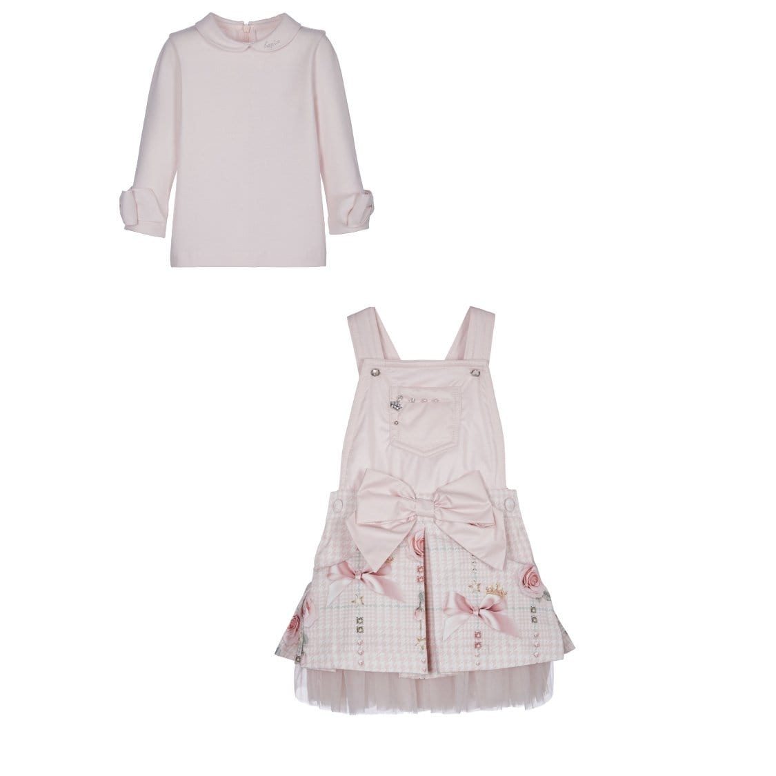 LAPIN HOUSE - Bow Pinafore With Blouse - Pink