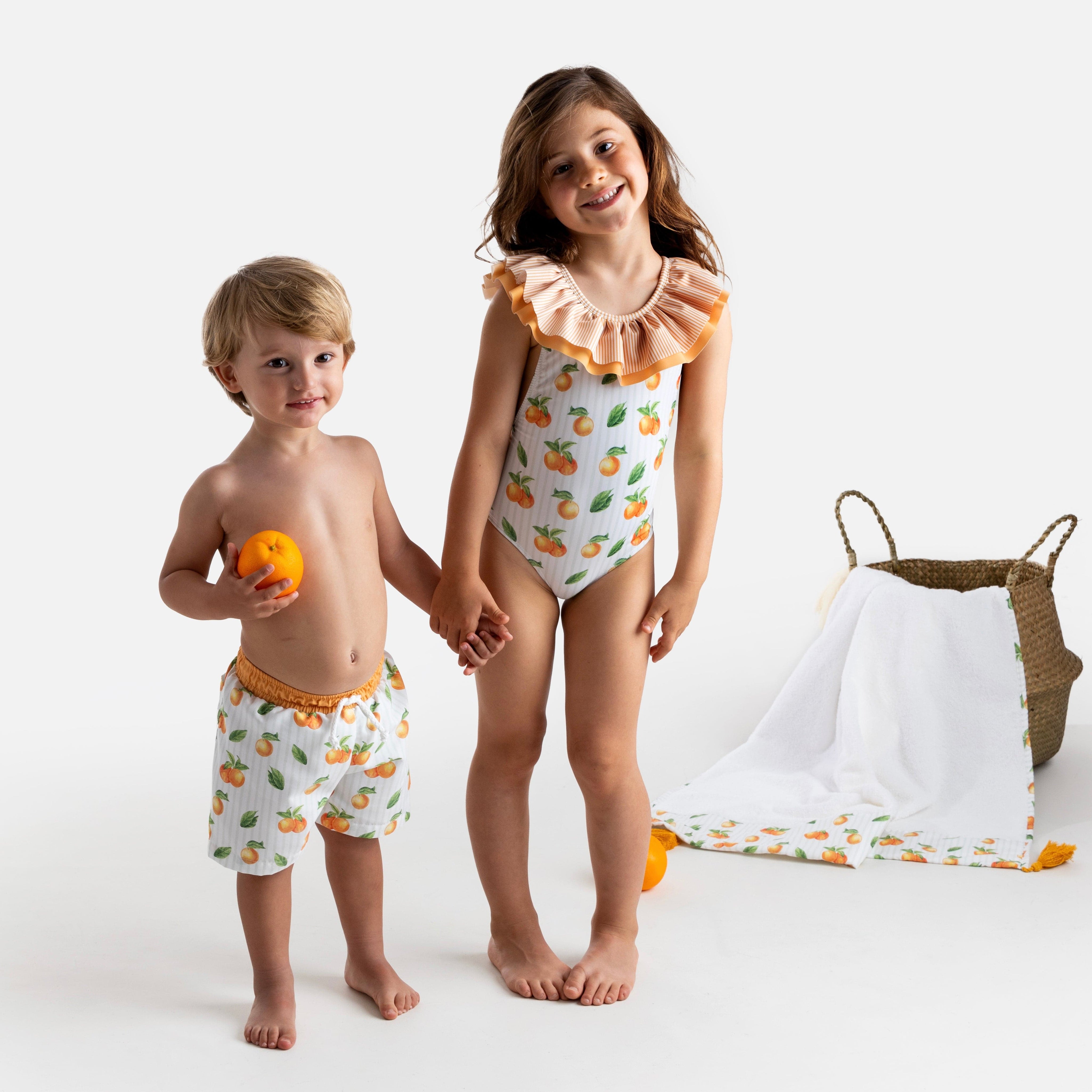 MEIA PATA - Oranges Print Swim Shorts - Orange