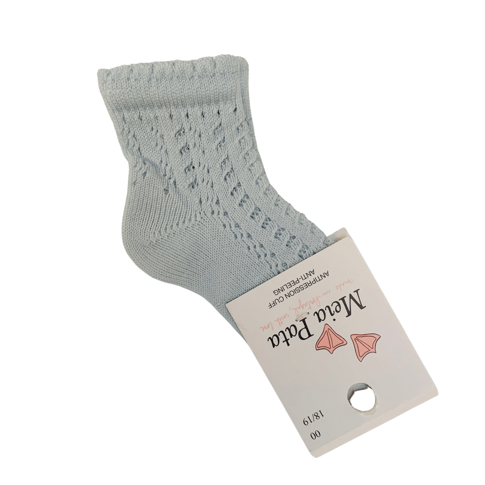 MEIA PATA - Open Knit Ankle Sock - Baby Blue
