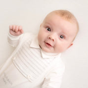 MITCH & SON - Mini Harvey Stripe Panel Babygrow - White