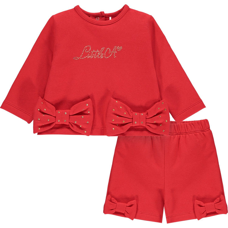 LITTLE A - Sweatshirt & Short Set - Red
