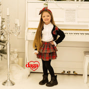Daga - Waiting For Christmas Three Piece Tartan Skirt Set- Red
