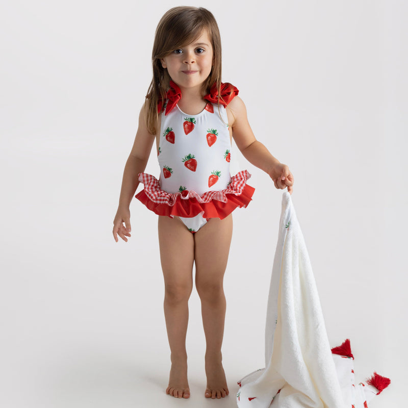 MEIA PATA - Provence Strawberries Print Swimsuit - Red