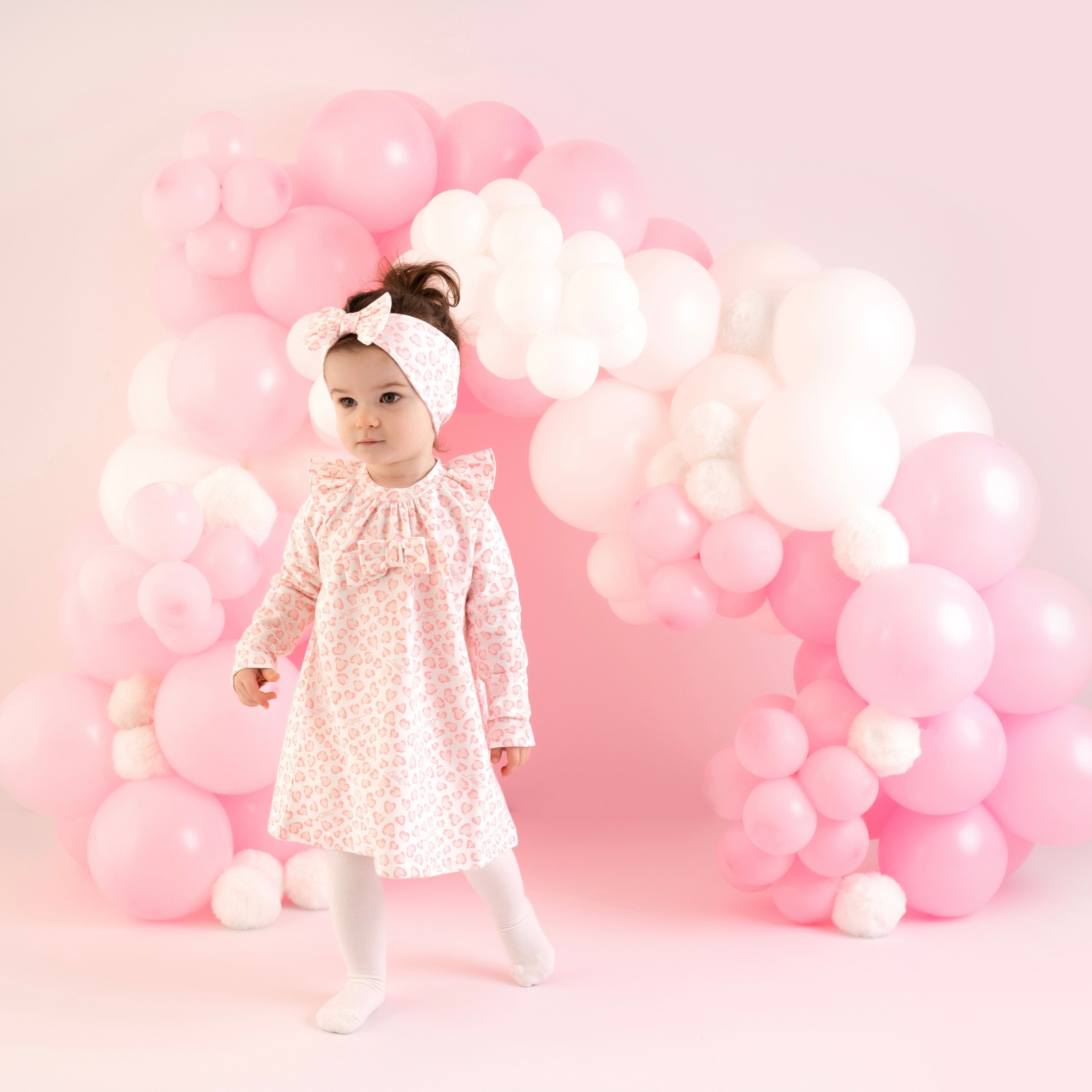 LITTLE A - Estella Leopard Print Dress - Baby Pink