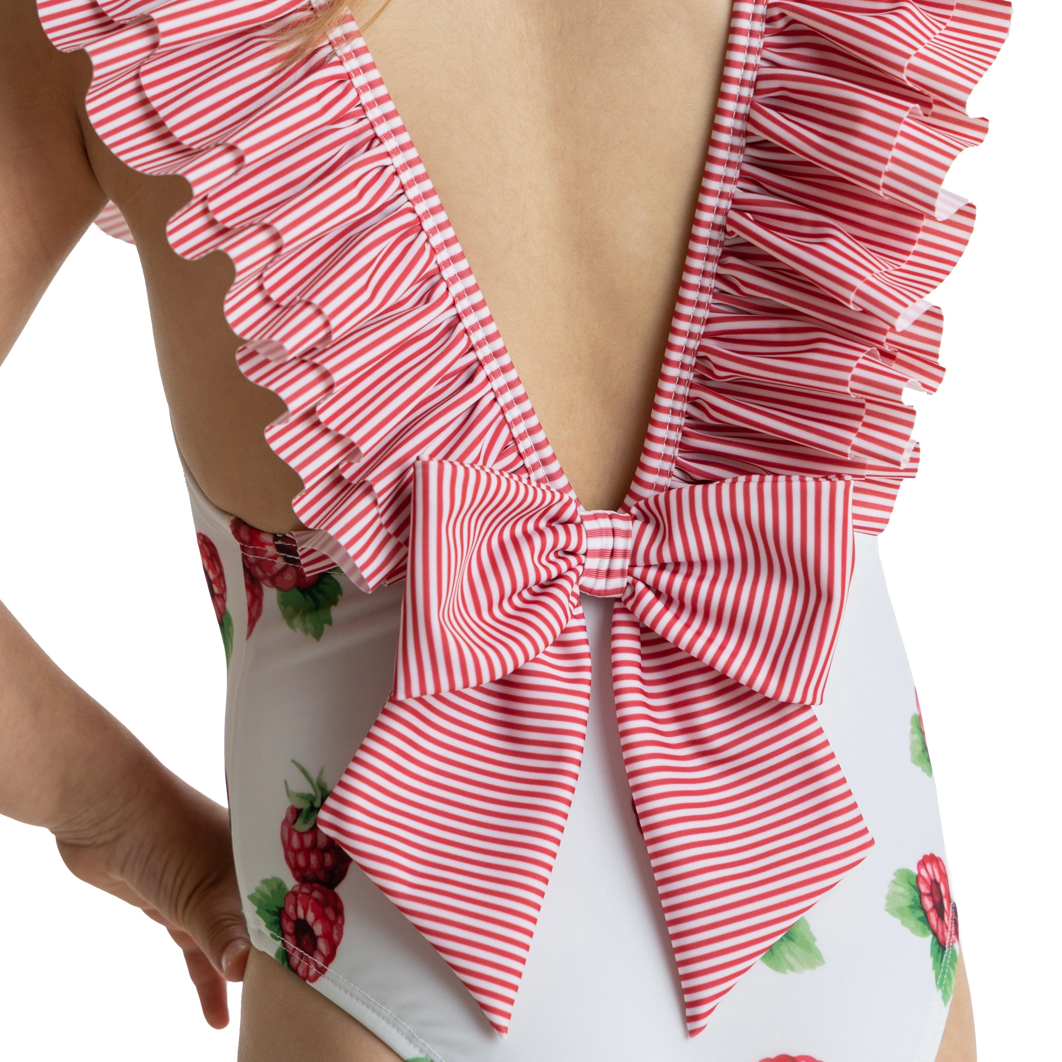 MEIA PATA - Saint Anne Raspberries Print Swimsuit - Crimson