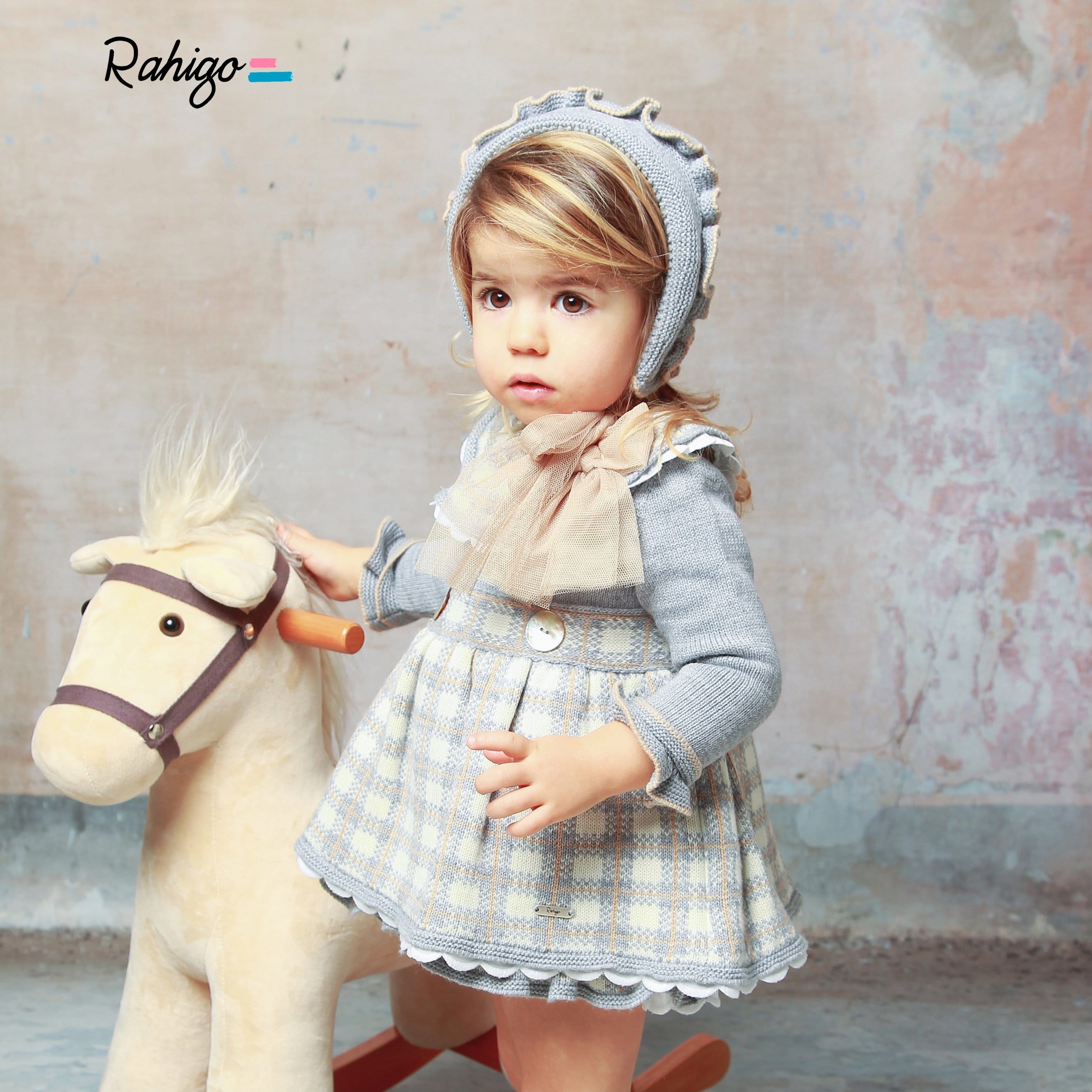 RAHIGO - Tartan Dress & Bonnet - Grey