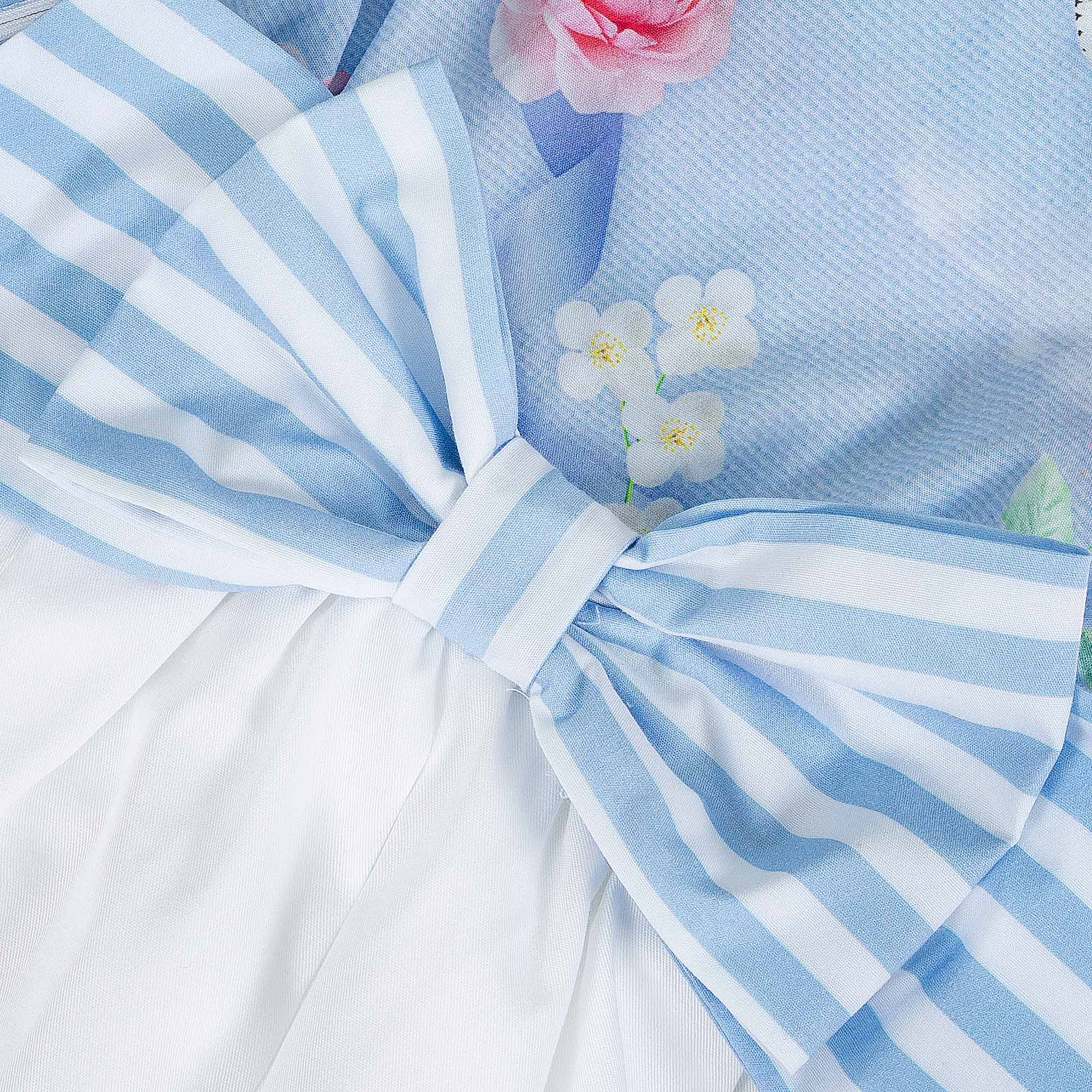 LAPIN HOUSE - Blue Stripe Bow Dress - Blue