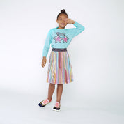 BILLIEBLUSH - Pleated Metallic Skirt Set - Aqua