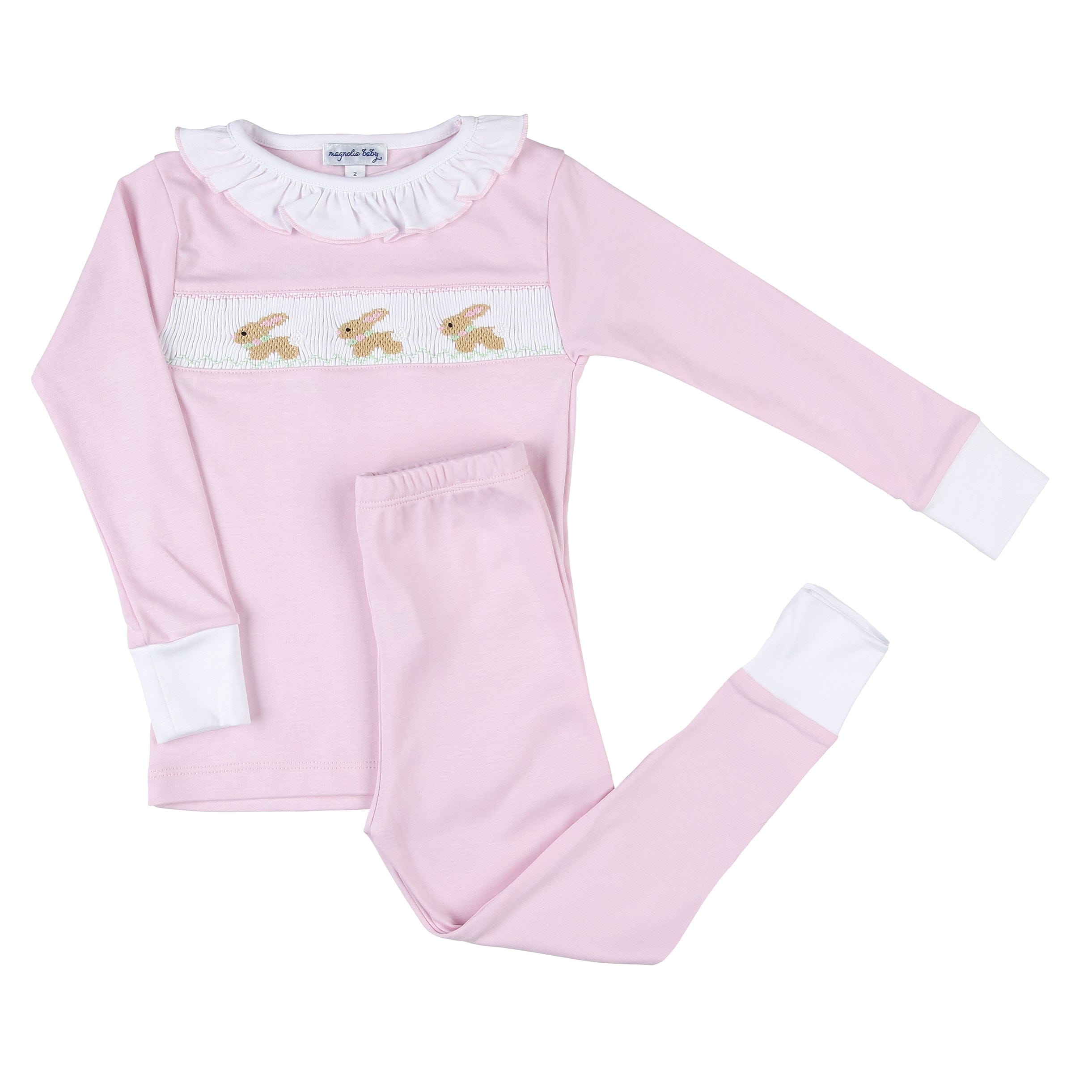 MAGNOLIA BABY - Springtime Bunny Smocked Pyjamas - Pink