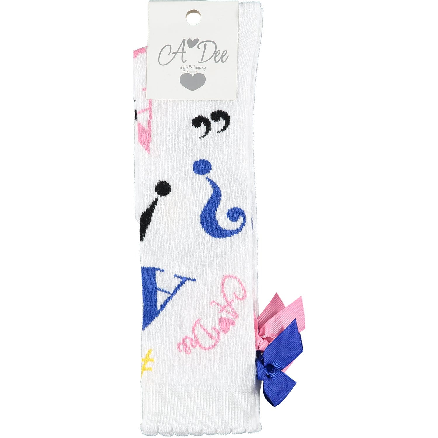 A DEE - Gazette Symbols Knee High Socks - White
