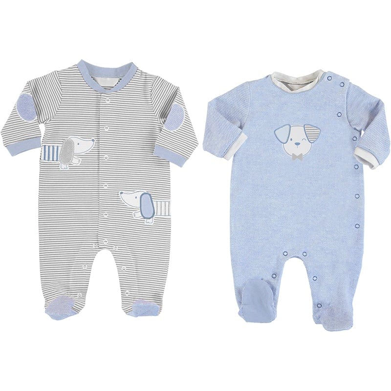 MAYORAL - Dogs Two Pack Onesies - Baby Blue