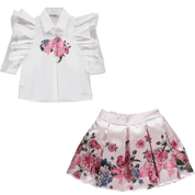 PICCOLA SPERANZA - Floral Skirt Set - White