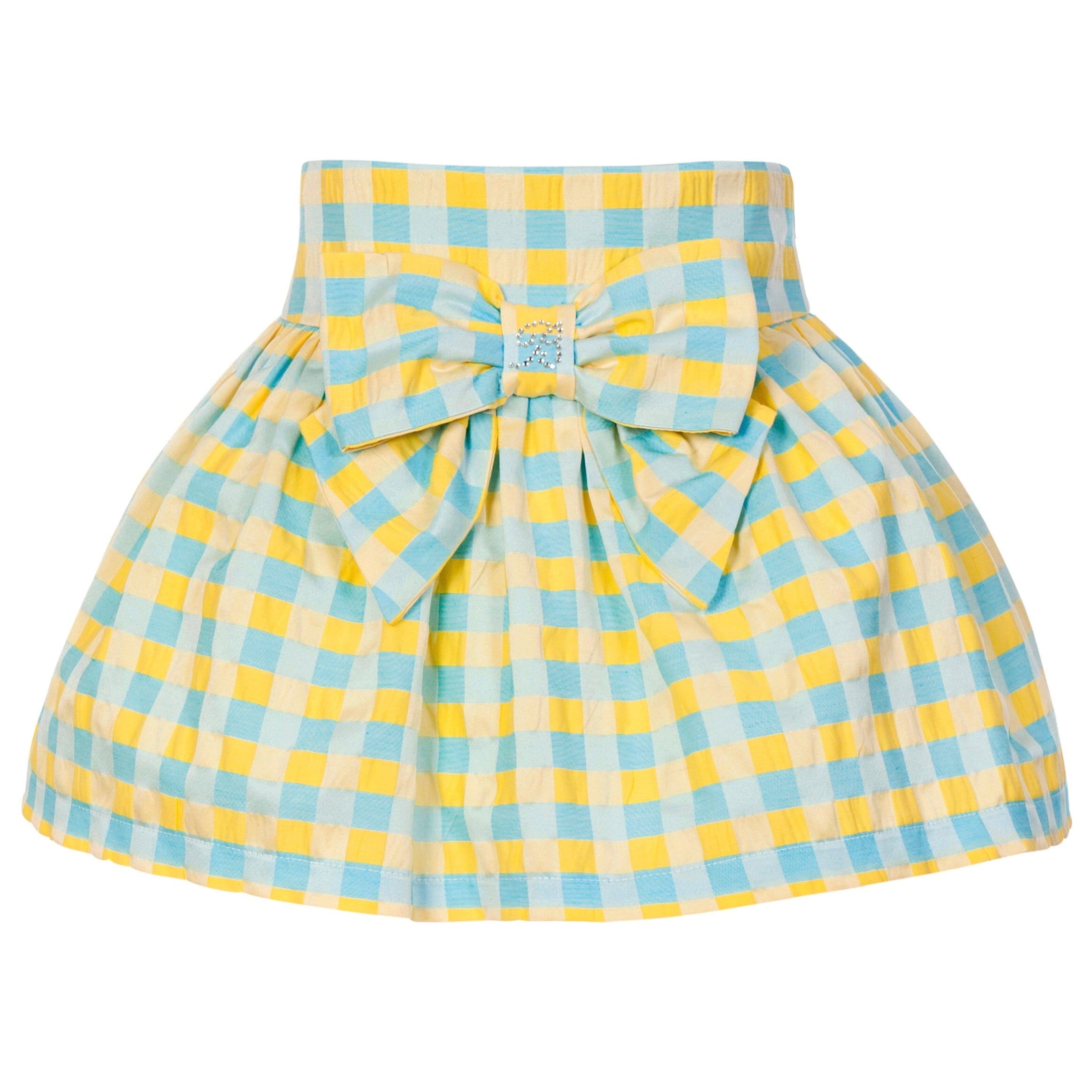 BALLOON CHIC - Ruffle Blouse & Check Skirt Set - Yellow