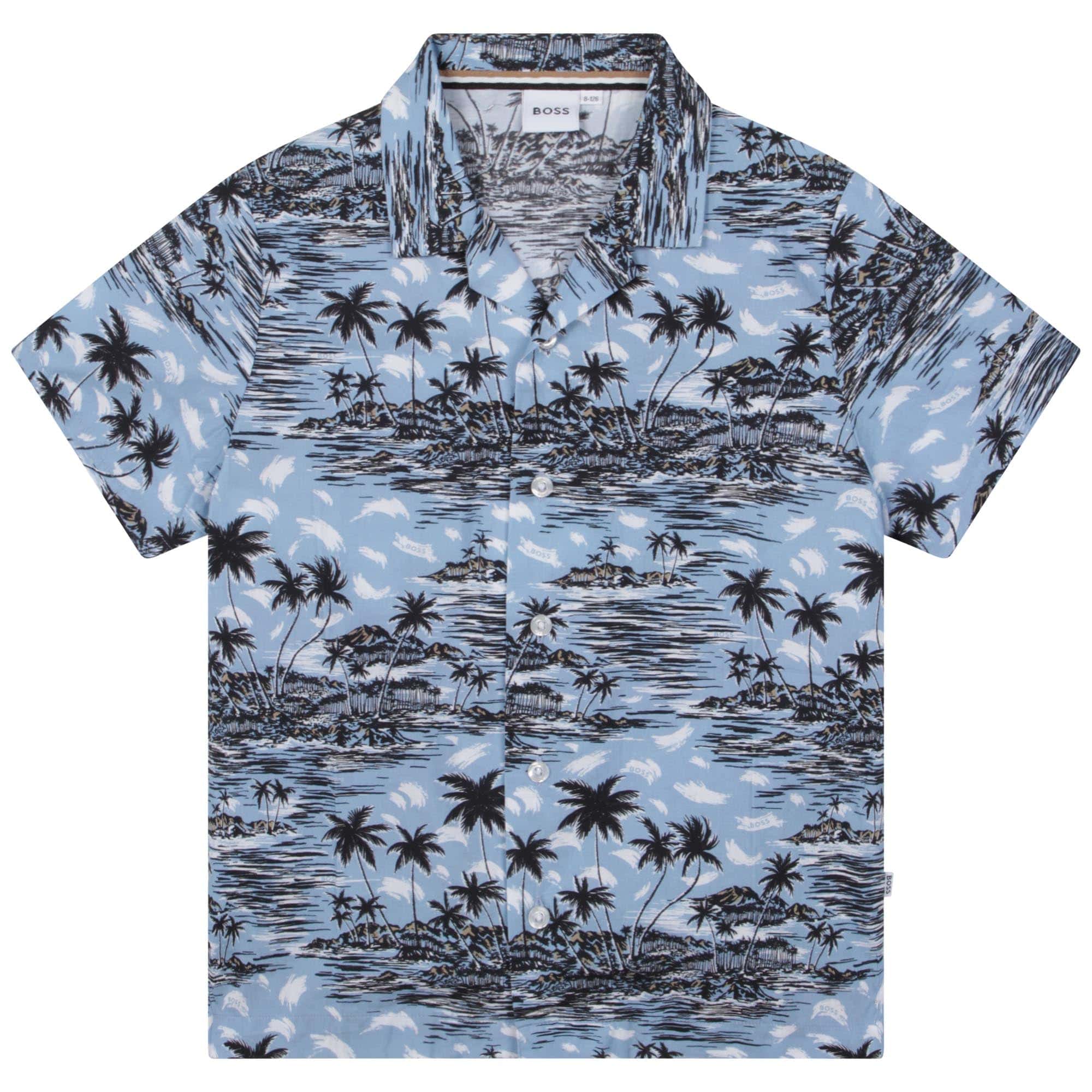 HUGO BOSS - Hawaiian Shirt - Blue – Bluebells Boutique