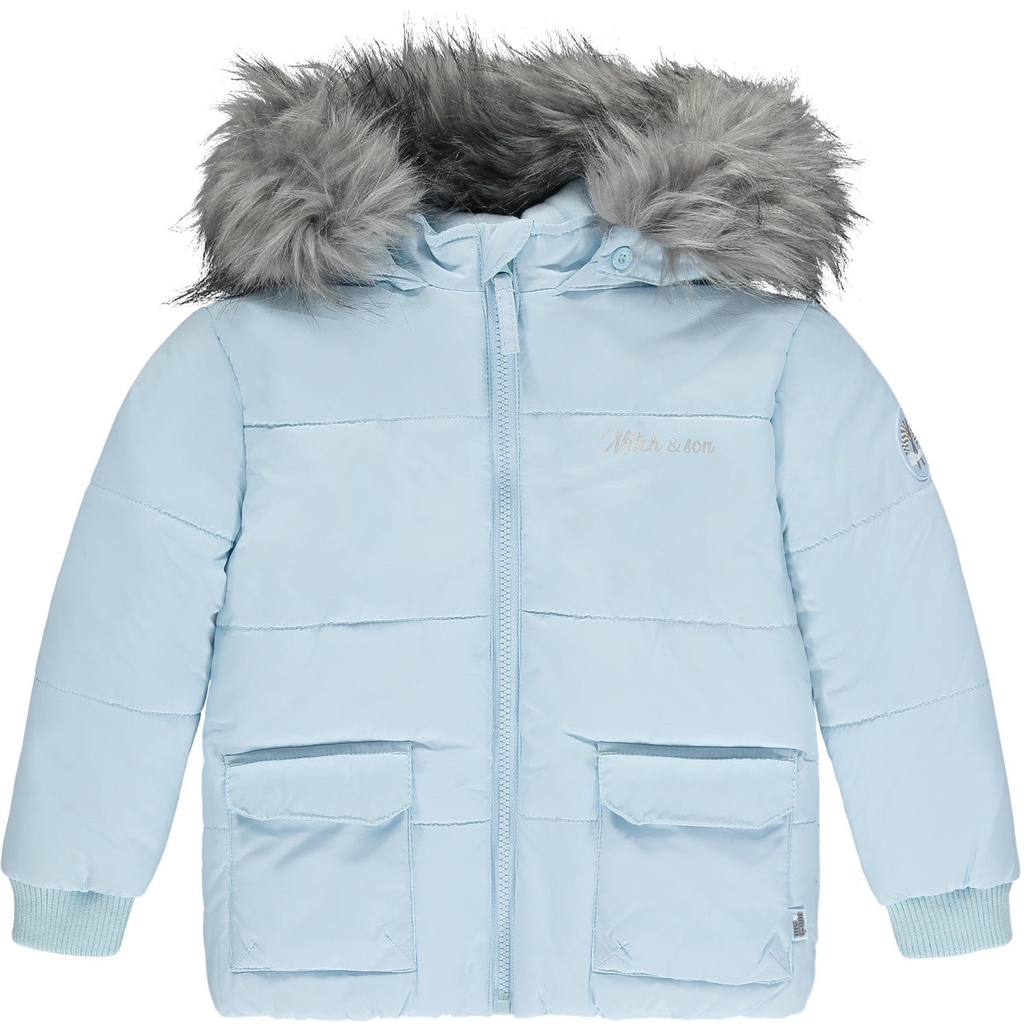 MITCH & SON - Eddie Faux Fur Hooded Puffer Jacket - Pale Blue