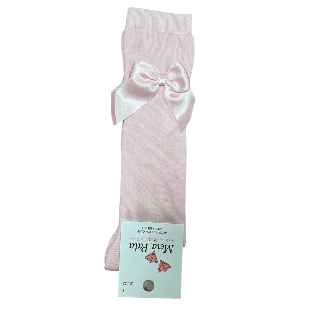 MEIA PATA - Over Knee Bow Sock - Baby Pink