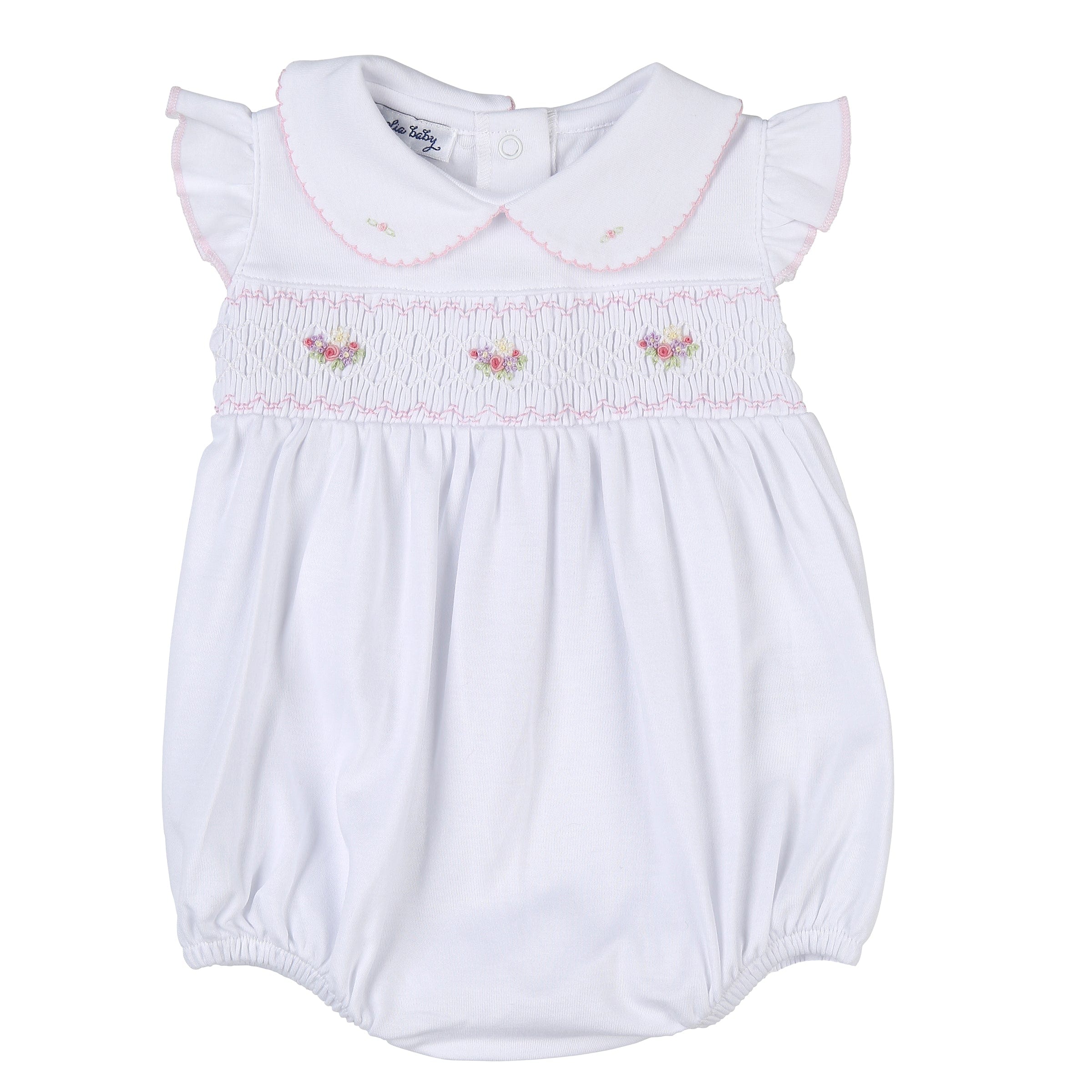 MAGNOLIA BABY - Lindsay Smocked  Bubble - White