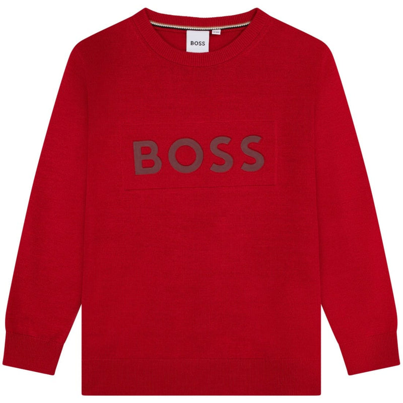 HUGO BOSS Logo Knit Sweater Red Bluebells Boutique