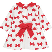 LITTLE A -  Bows & Hearts Print Dress - Red