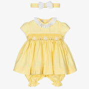 PRETTY ORIGINALS - Smocked Dress & Bloomer Set - Lemon
