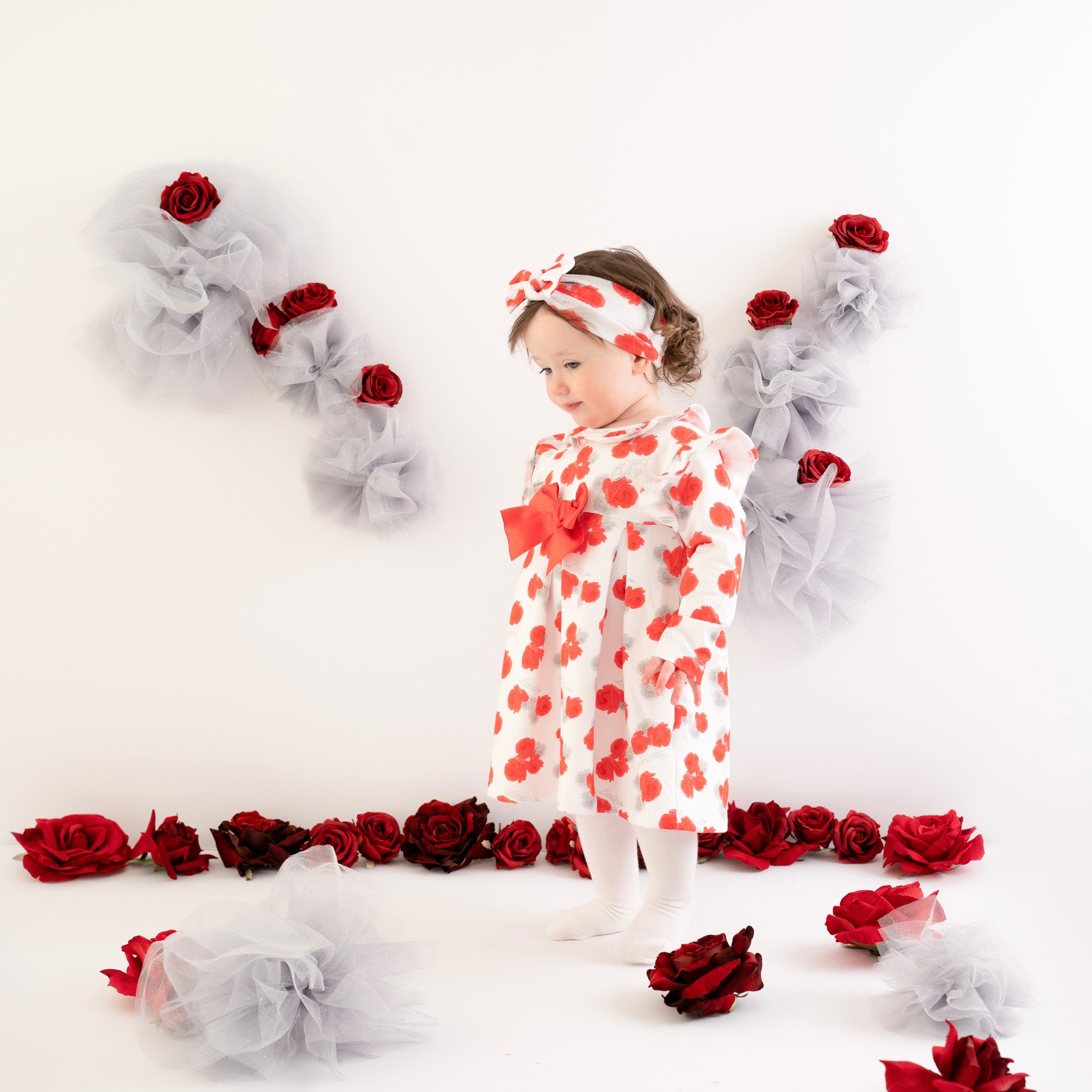 LITTLE A - Franny Rose Print Dress - White